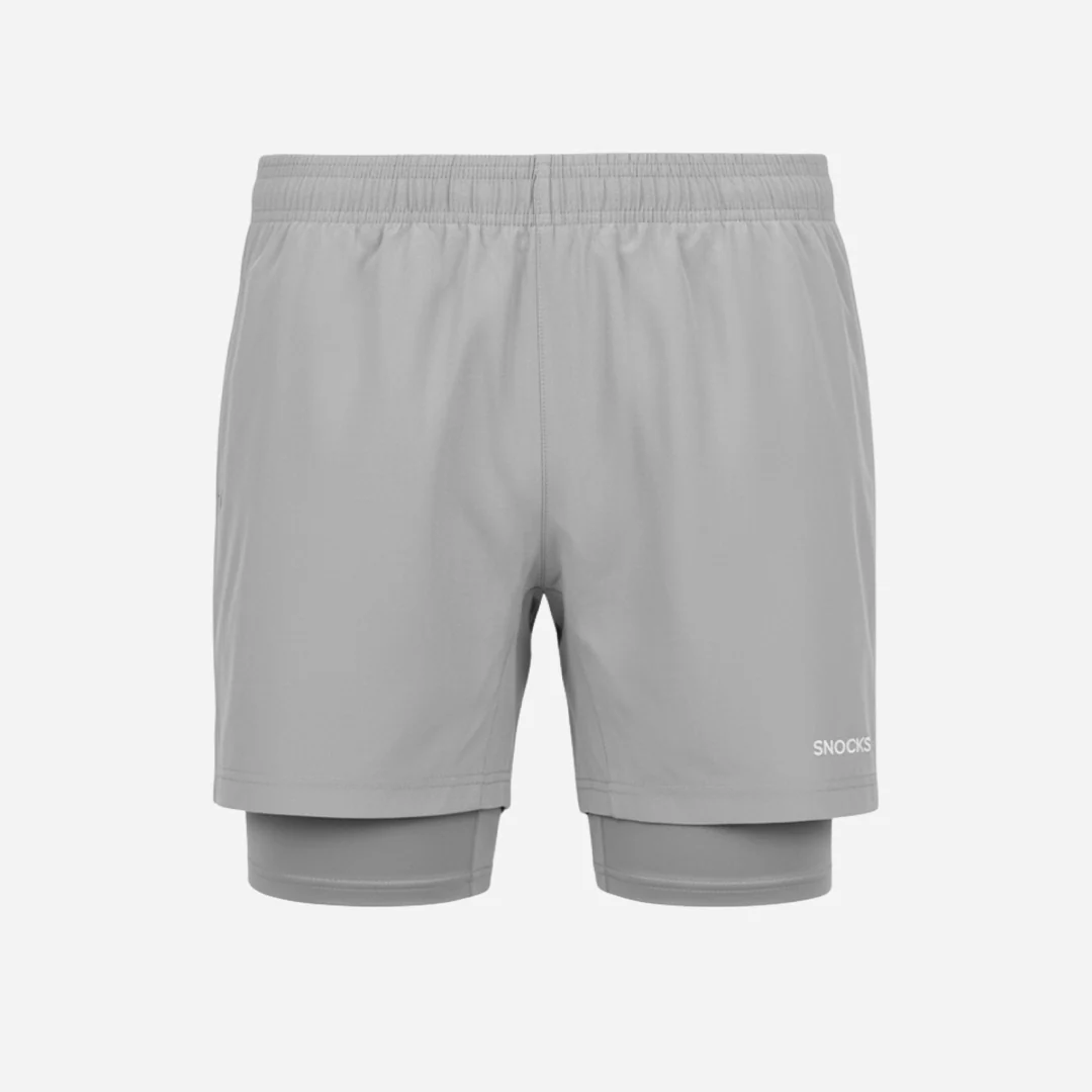 2 in 1 Shorts Herren | Silber Grau