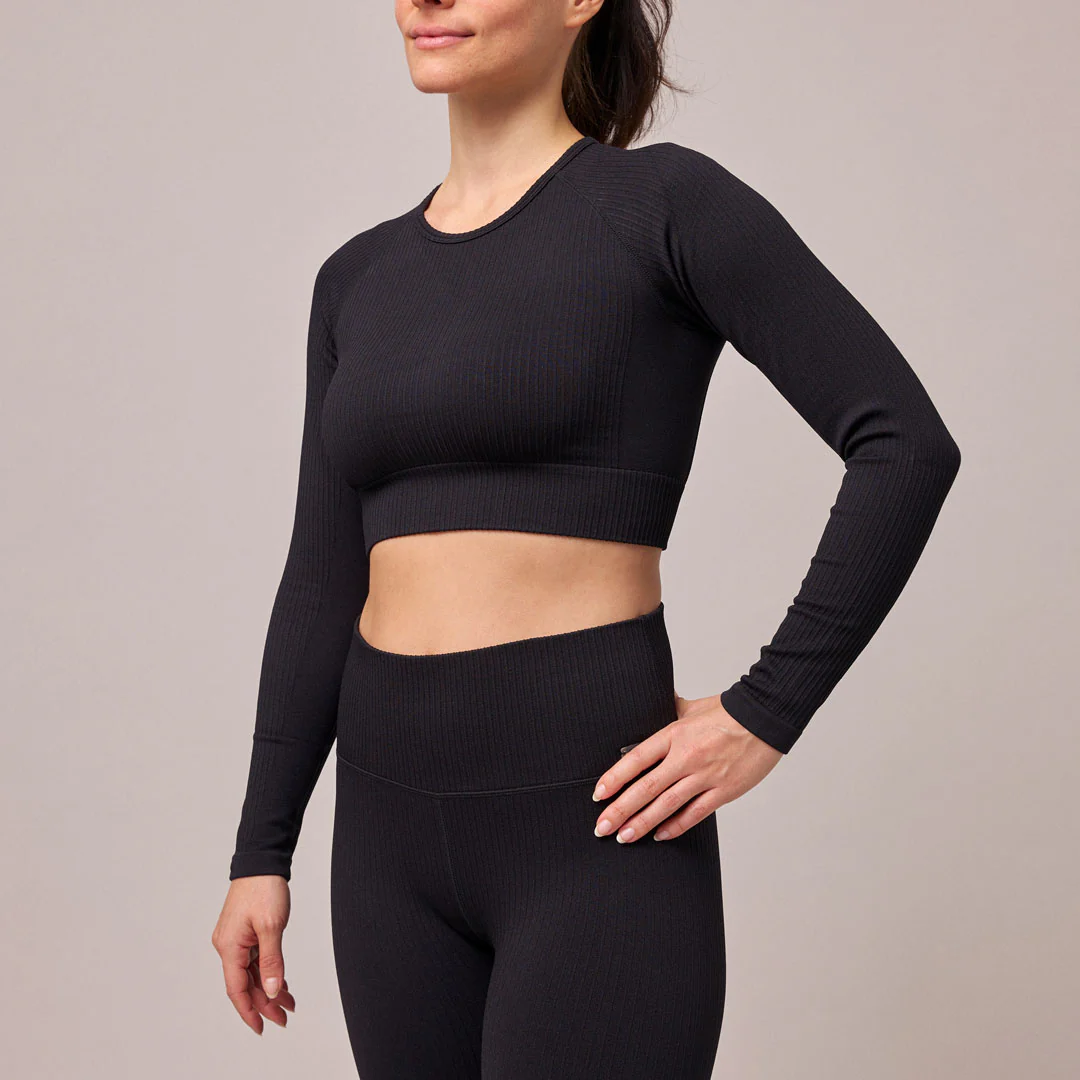 Geripptes Sportshirt langarm Damen | Pastelllila - Image 5