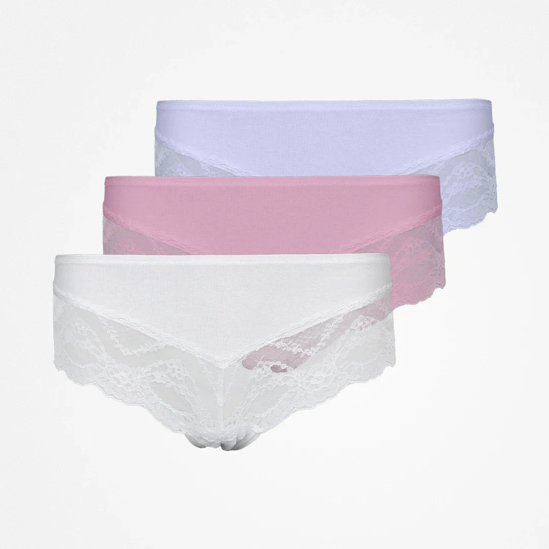 Hipster Panties mit Spitze | Mix (Weiß/Rosa/Lila) - Image 13