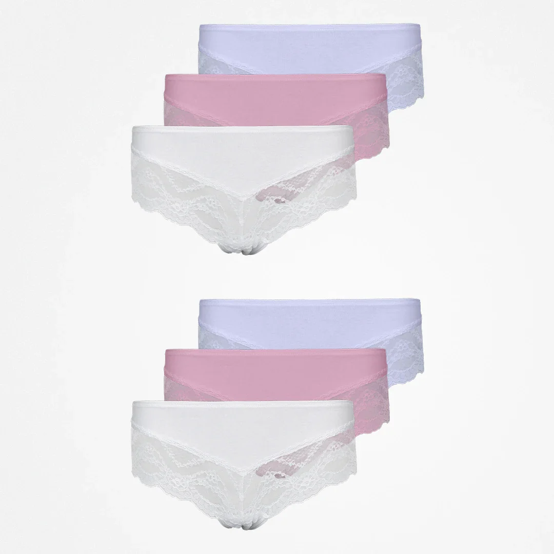 Hipster Panties mit Spitze | Mix (Weiß/Rosa/Lila) - Image 14
