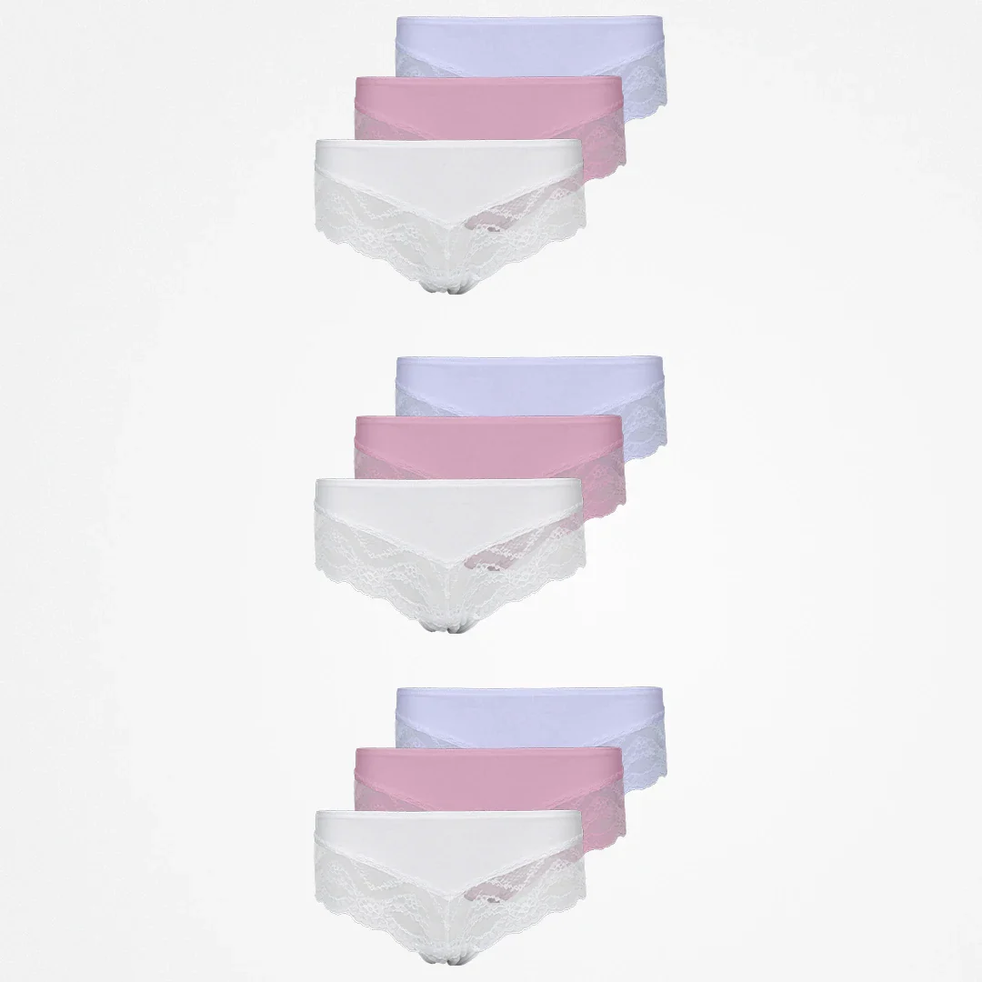 Hipster Panties mit Spitze | Mix (Weiß/Rosa/Lila) - Image 15